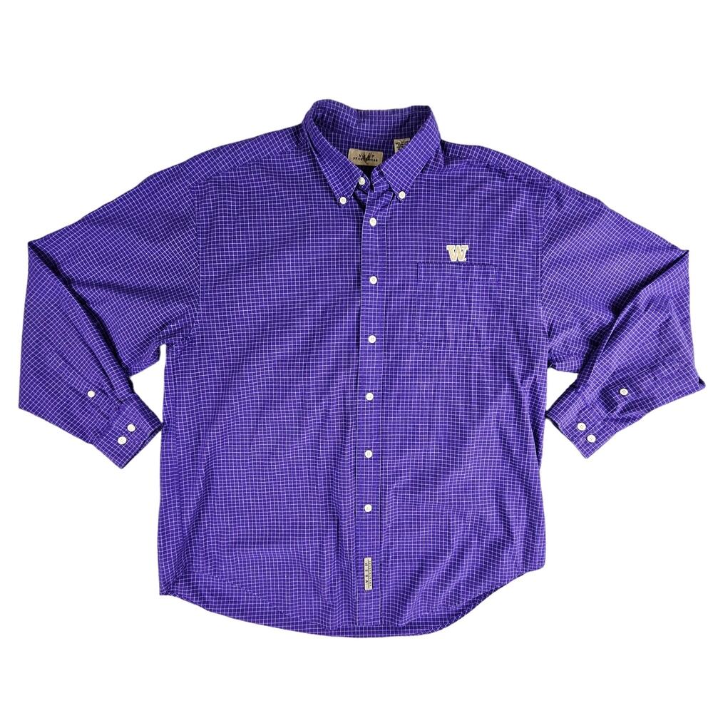 Mens Shirt Button Down Long Sleeve uDub University Washington Huskys Purple XL